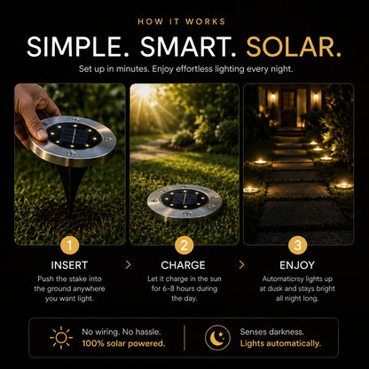 Solara Garden LED Lights – 4-Piece Luxury Garden & Pathway Illumination Set
